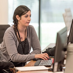 Picture of woman working on a computer.